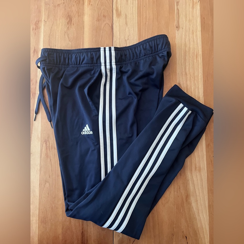 Adidas Kids Navy Blue Three-Stripe Track Pants
